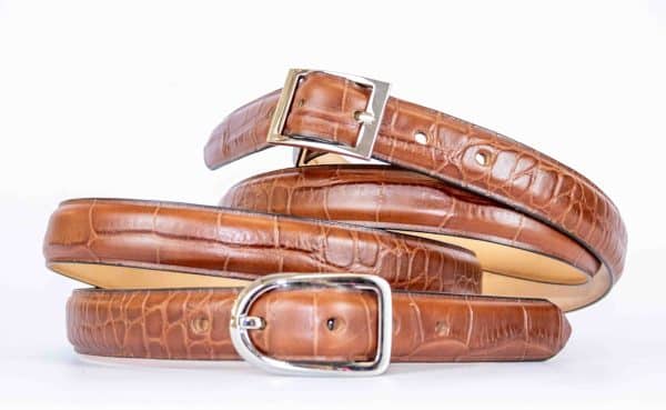 CEINTURE CUIR FRAPPEE CROCO